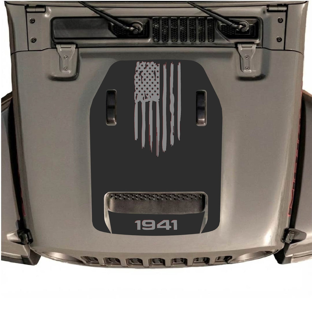 alt
Autocollant de capot CarCode pour Jeep Wrangler JL/JLU Rubicon 392 et JT Gladiator Mojave, style n° 30, présenté sur le capot du véhicule
