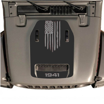 alt
Autocollant de capot CarCode pour Jeep Wrangler JL/JLU Rubicon 392 et JT Gladiator Mojave, style n° 30, présenté sur le capot du véhicule