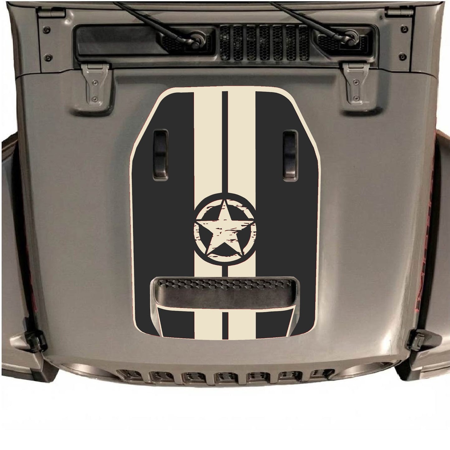 CarCode hood decal for Jeep Wrangler JL/JLU Rubicon 392 and JT Gladiator Mojave 2020-2026, style #09, shown on vehicle hood.