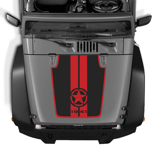 Kit d'autocollants 4x4wavers pour capot JK Étoile style 1941 – Autocollants en vinyle pour modèles Jeep Wrangler – Fabriqué au Canada
