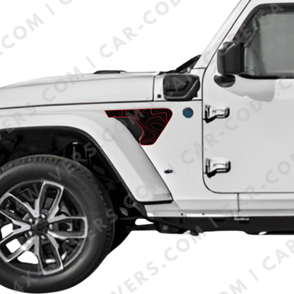 CARCODE Fender Insert Decal/Sticker - Topographic Graphic Kit - For Jeep Wrangler/Gladiator JL/JLU/JT 2018+ - Premium Vinyl