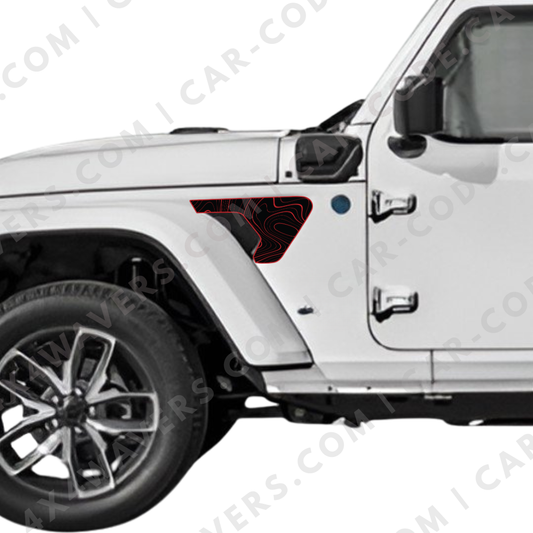 CARCODE Fender Insert Decal/Sticker - Topographic Graphic Kit - For Jeep Wrangler/Gladiator JL/JLU/JT 2018+ - Premium Vinyl