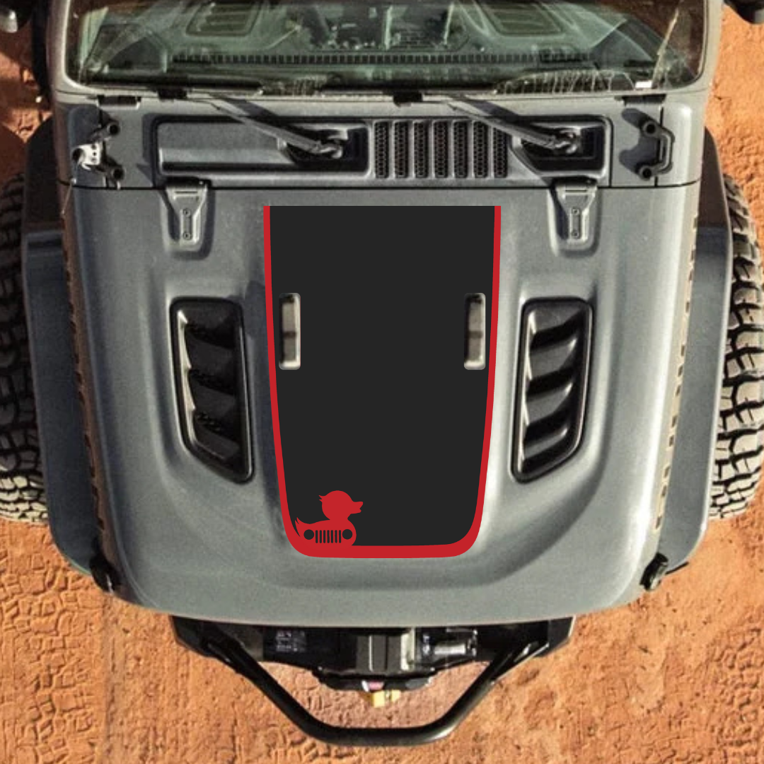 CARCODE Hood Decal/Sticker - Duck Style Kit – for JL/JLU/JT/4XE Rubicon Hood – Made in Canada - 4X4 WAVERS