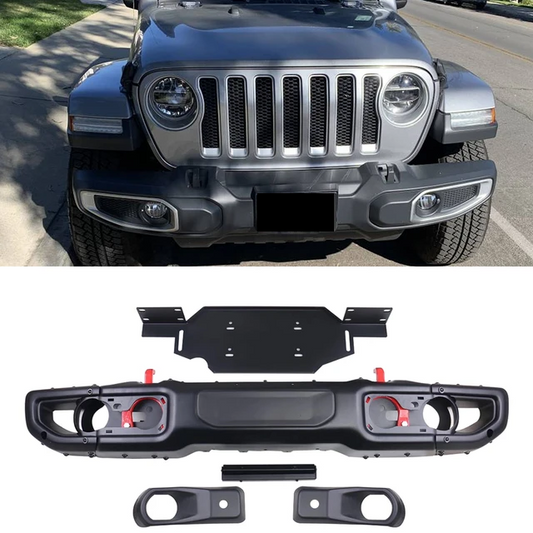 4x4wavers Front Bumper - 10th Anniversary Style without Sensor Holes - for Jeep Wrangler JL/JLU/4XE/JT-Gladiator 2018-2024 (fits 4 Doors & 2 Doors)