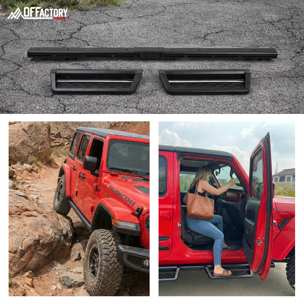 OFFactory Detachable Side Steps Rock Sliders | Max Offroad Edition - Jeep Wrangler JLU/4XE 2018+ | OFFactory by 4X4WAVERS (Image 1)