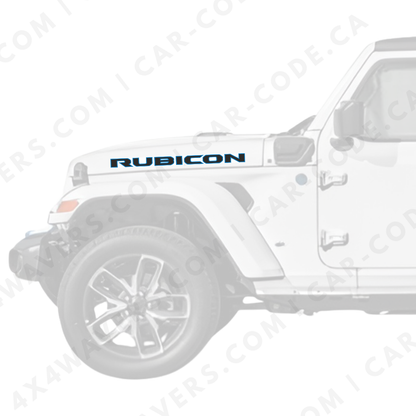 4x4wavers Rubicon Style Decal Sticker Kit for Hood Sides – Vinyl Car Decals for Jeep Wrangler Models – 2x Rubicon Decals – Made in Canada - 4X4 WAVERS