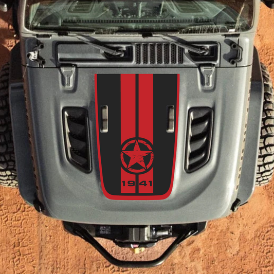 Kit d'autocollants STAR STRIPE 4x4wavers pour capot JL Rubicon – Autocollants en vinyle pour Jeep Wrangler – Fabriqué au Canada