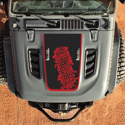 CARCODE Hood Decal/Sticker - Mud Style Kit – for JL/JLU/JT/4XE Rubicon Hood – Made in Canada - 4X4 WAVERS