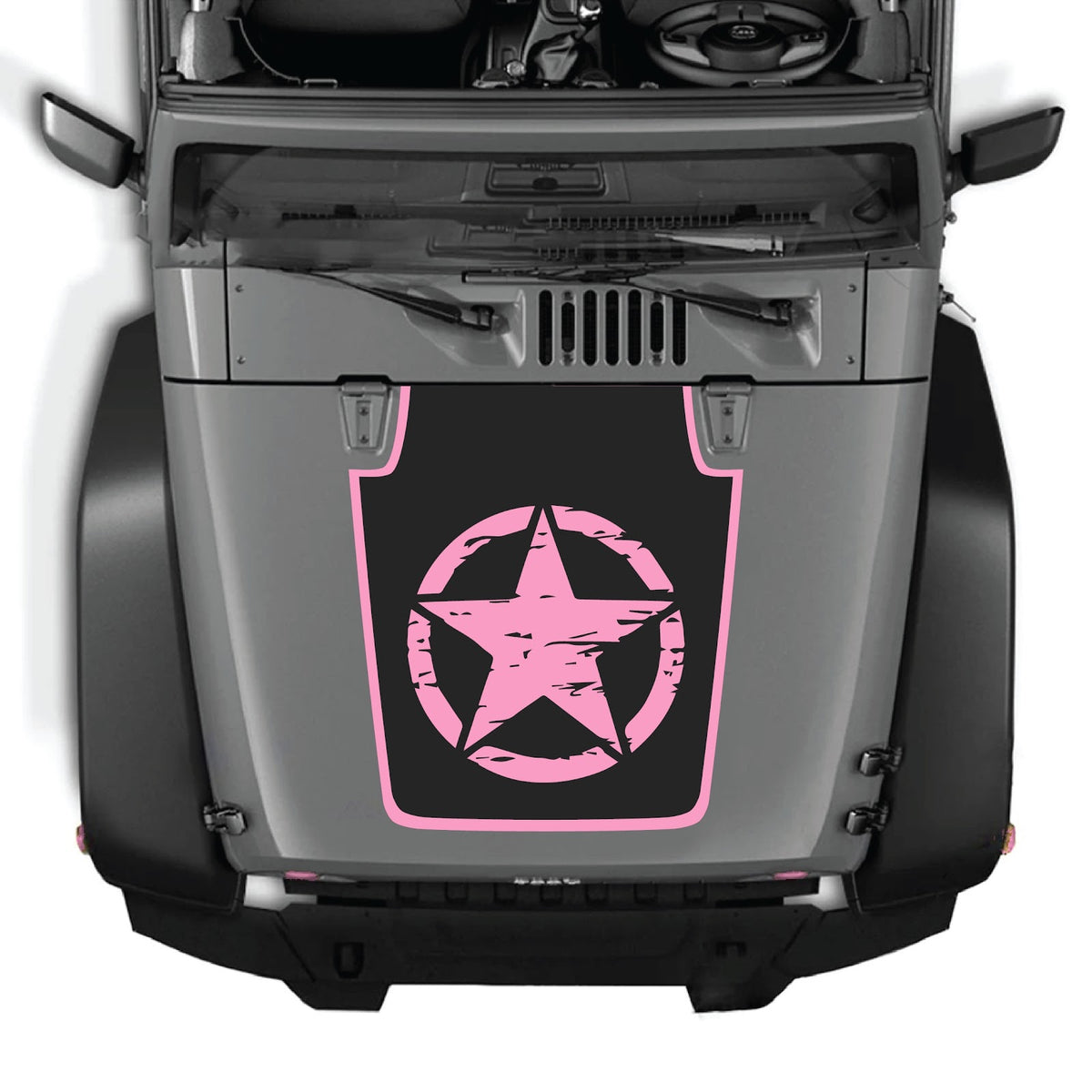 CarCode Jeep Wrangler JK/JKU hood decal, style #29, black design, applied on the vehicle's hood for a custom look.
