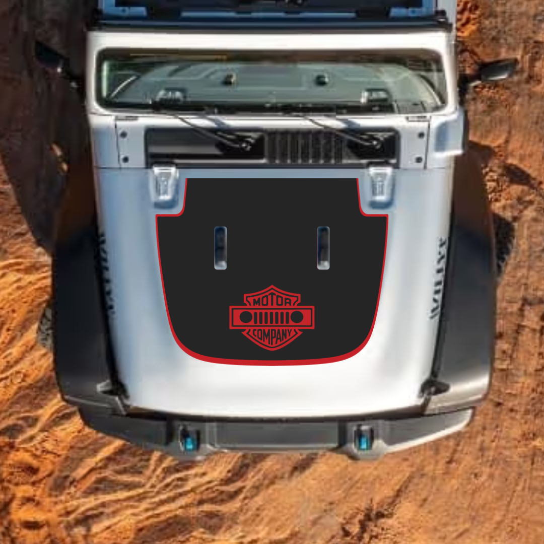 CARCODE Hood Decal/Sticker - Motor Company Style Kit – for JL/JLU/JT/4XE Sahara Hood – Made in Canada - 4X4 WAVERS