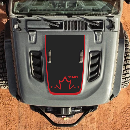 CARCODE Hood Decal Sticker – CANADA 1941 Style Kit – for JL/JLU/JT/4XE Rubicon Hood – Made in Canada - 4X4 WAVERS