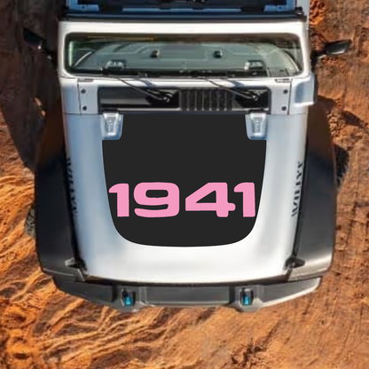 CarCode hood decal for Jeep Wrangler JL, JLU, Gladiator JT, 2018+; stylish hood decal with bold design.