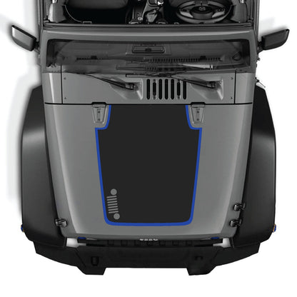 CarCode hood decal for Jeep Wrangler JK/JKU 2007-2018, style #81, featuring bold black and gray design on vehicle hood.