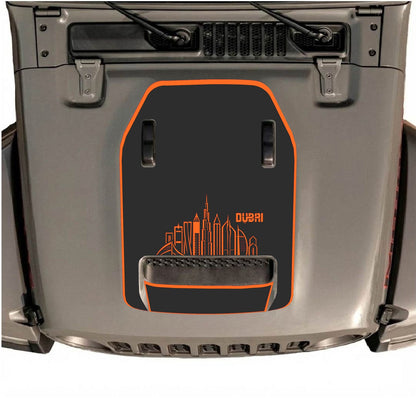 CarCode hood decal for Jeep Wrangler JL/JLU Rubicon 392 and JT Gladiator Mojave 2020-2026, style #13, shown on vehicle hood.