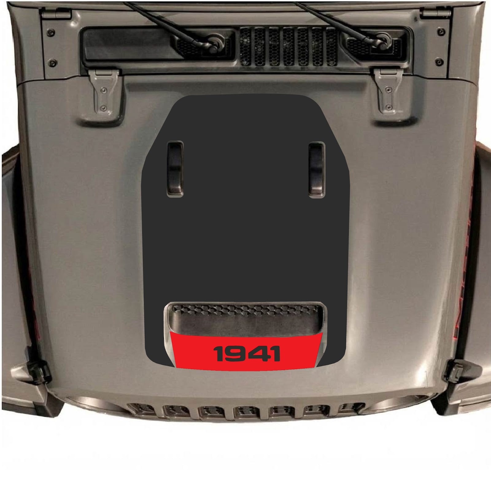 CarCode Jeep Wrangler JL/JLU Rubicon 392 and JT Gladiator Mojave hood decal in Style #64, featuring bold graphic design