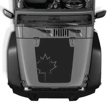 CarCode hood decal for Jeep Wrangler JK/JKU 2007-2018, style #09, shown applied on vehicle hood in black with stylized design.