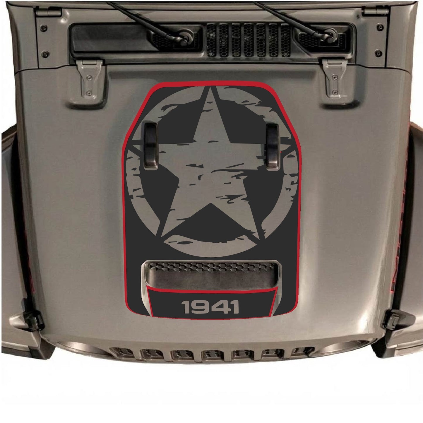 CarCode hood decal for Jeep Wrangler JL/JLU Rubicon 392 and Gladiator Mojave 2020-2026, style #85, displayed on vehicle hood.