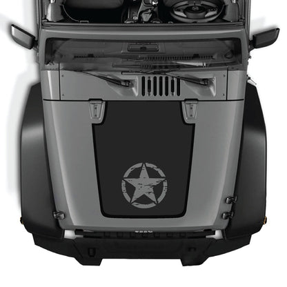 CarCode hood decal for Jeep Wrangler JK/JKU 2007-2018, style #75, shown applied to vehicle hood with bold design