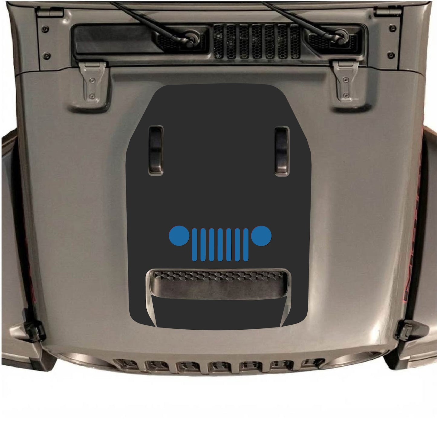 CarCode hood decal for Jeep Wrangler JL/JLU Rubicon 392 and JT Gladiator Mojave 2020-2026, style #50, shown on vehicle hood.
