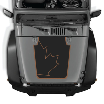 CarCode Jeep Wrangler JK/JKU hood decal, Style #15, black and white graphic design on vehicle's hood for 2007-2018 models