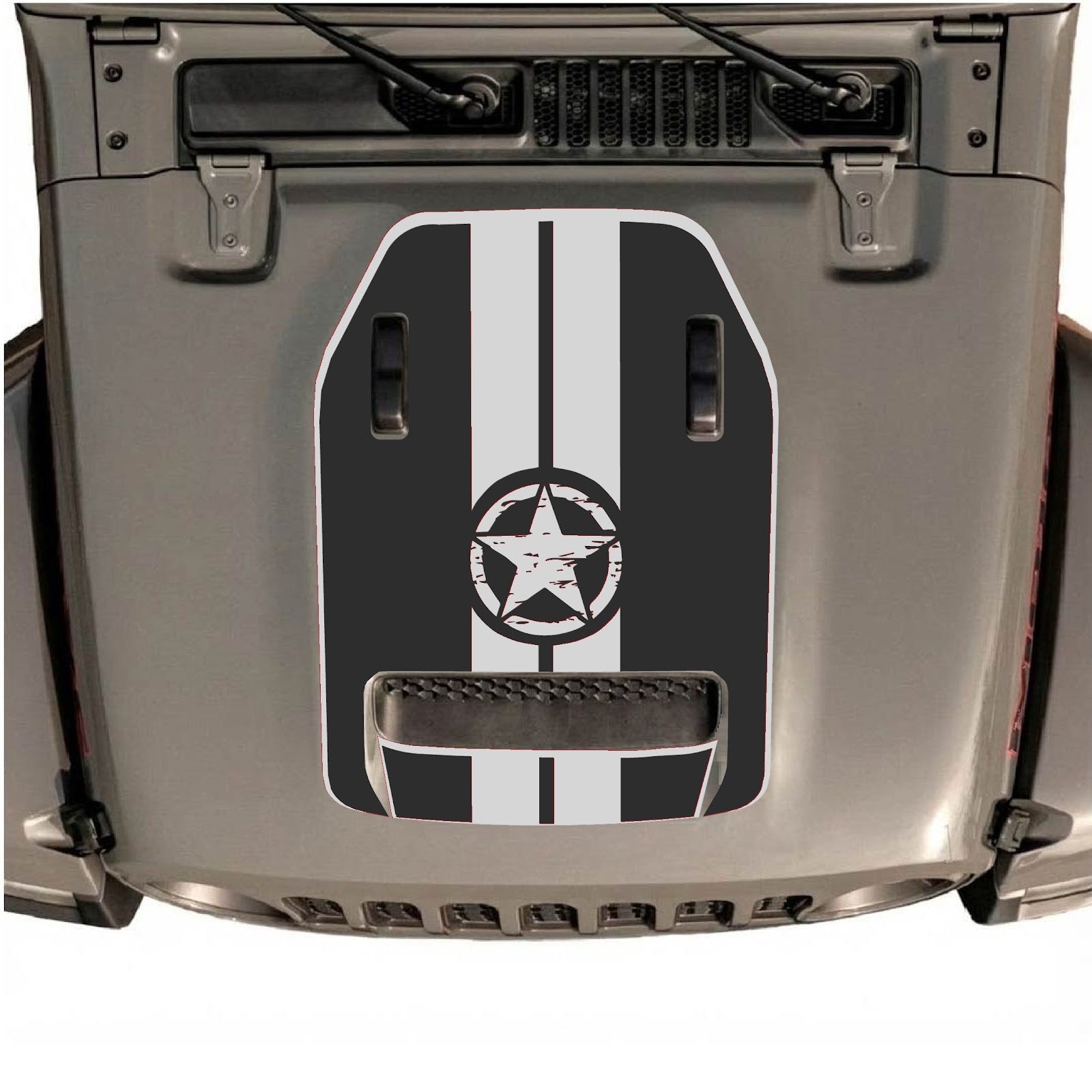 CarCode hood decal for Jeep Wrangler JL/JLU Rubicon 392 and JT Gladiator Mojave, style #09, featuring bold graphic design on vehicle hood.