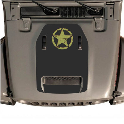 CarCode autocollant de capot pour Jeep Wrangler JL/JLU Rubicon 392 et JT Gladiator Mojave 2020-2026, style n°42, présenté sur le capot du véhicule.