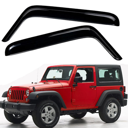 4x4wavers Window Visor in-Channel Rain Guards & Deflector - Jeep Wrangler JK (2 doors) 2007-2018 - 4X4 WAVERS