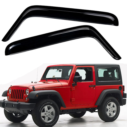 4x4wavers Window Visor in-Channel Rain Guards & Deflector - Jeep Wrangler JK (2 doors) 2007-2018 - 4X4 WAVERS