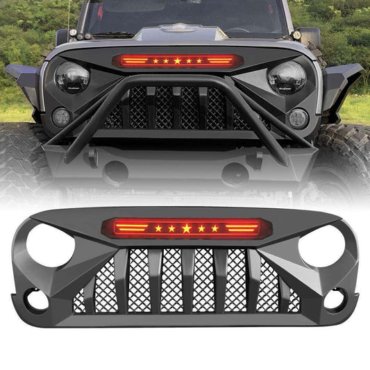 4x4wavers Demon Front Grille with Red Star Lights - 4X4 WAVERS