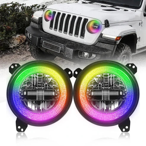 4X4Wavers RGB 9 inch Diamond Headlight - 4X4 WAVERS