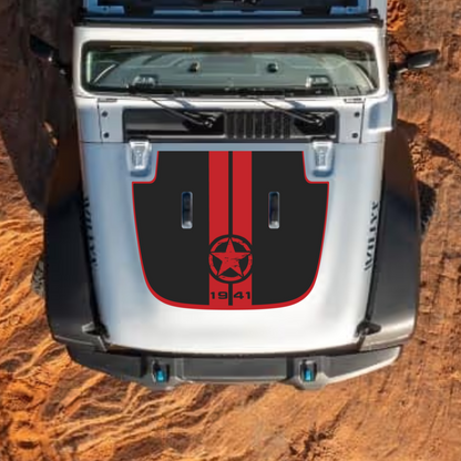 CARCODE Hood Decal/Sticker - Star Stripe Style Kit – for JL/JLU/JT/4XE Sahara Hood – Made in Canada - 4X4 WAVERS