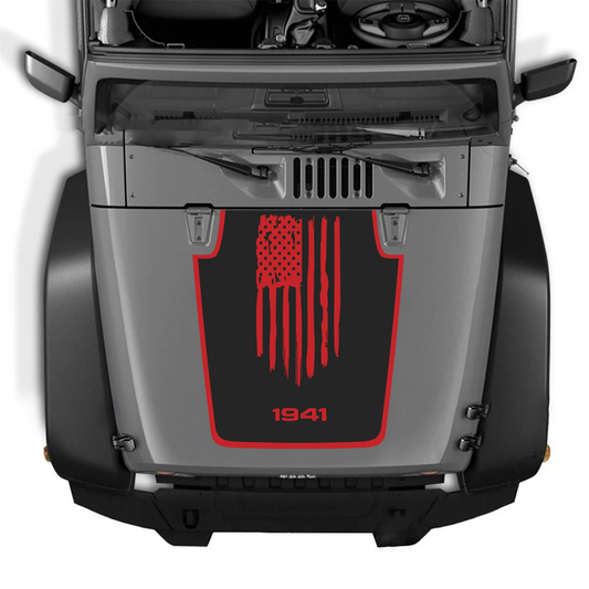 Kit d'autocollants 4x4wavers pour capot JK style AMÉRIQUE 1941 – Autocollants en vinyle pour modèles Jeep Wrangler – Fabriqué au Canada