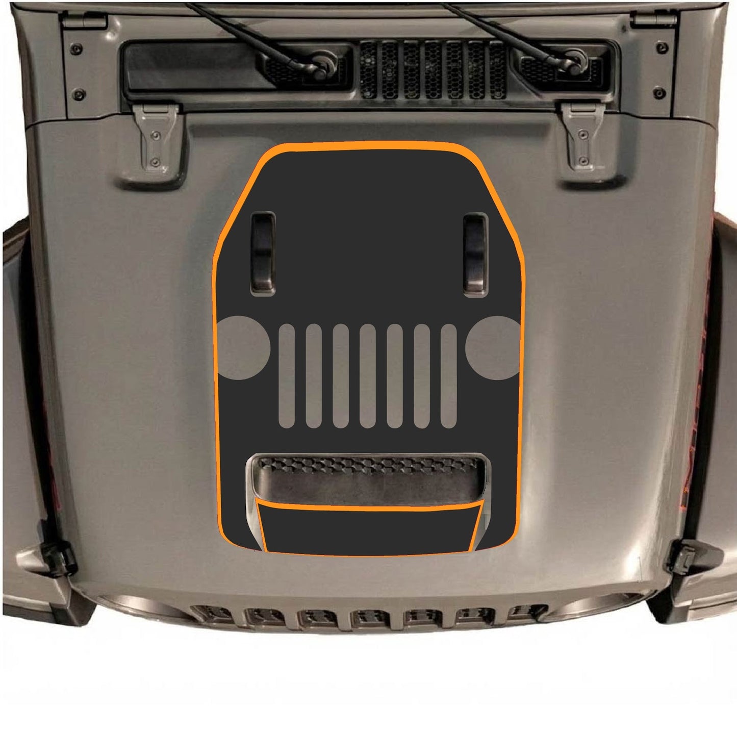 CarCode hood decal for Jeep Wrangler JL/JLU Rubicon 392 and JT Gladiator Mojave 2020-2026, style #69, shown on vehicle hood.
