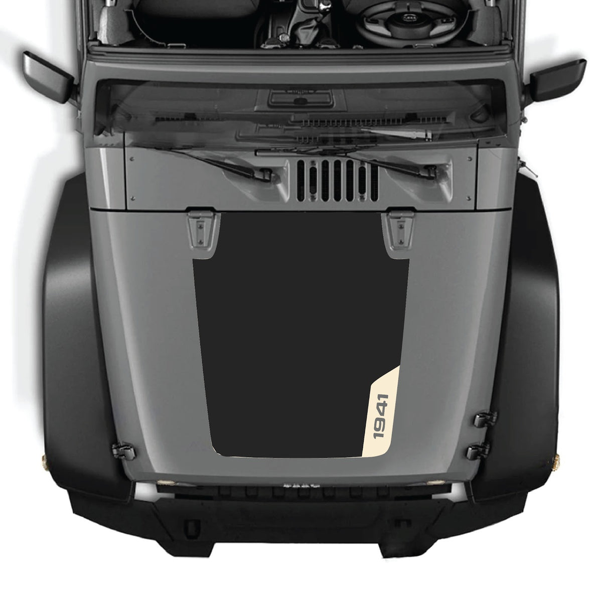 CarCode hood decal for Jeep Wrangler JK/JKU 2007-2018, style #83, featuring a sleek design on the vehicle's hood.