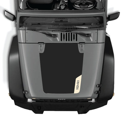 CarCode hood decal for Jeep Wrangler JK/JKU 2007-2018, style #83, featuring a sleek design on the vehicle's hood.