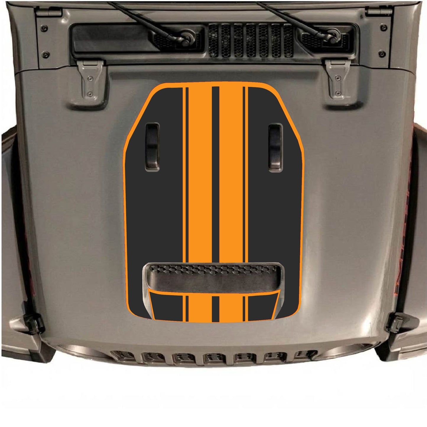 CarCode Jeep Wrangler JL/JLU Rubicon 392 and JT Gladiator Mojave hood decal, style #11, black graphic on vehicle hood