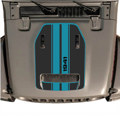 CarCode hood decal for Jeep Wrangler JL/JLU Rubicon 392 and JT Gladiator Mojave 2020-2026, style #07, shown on vehicle hood.