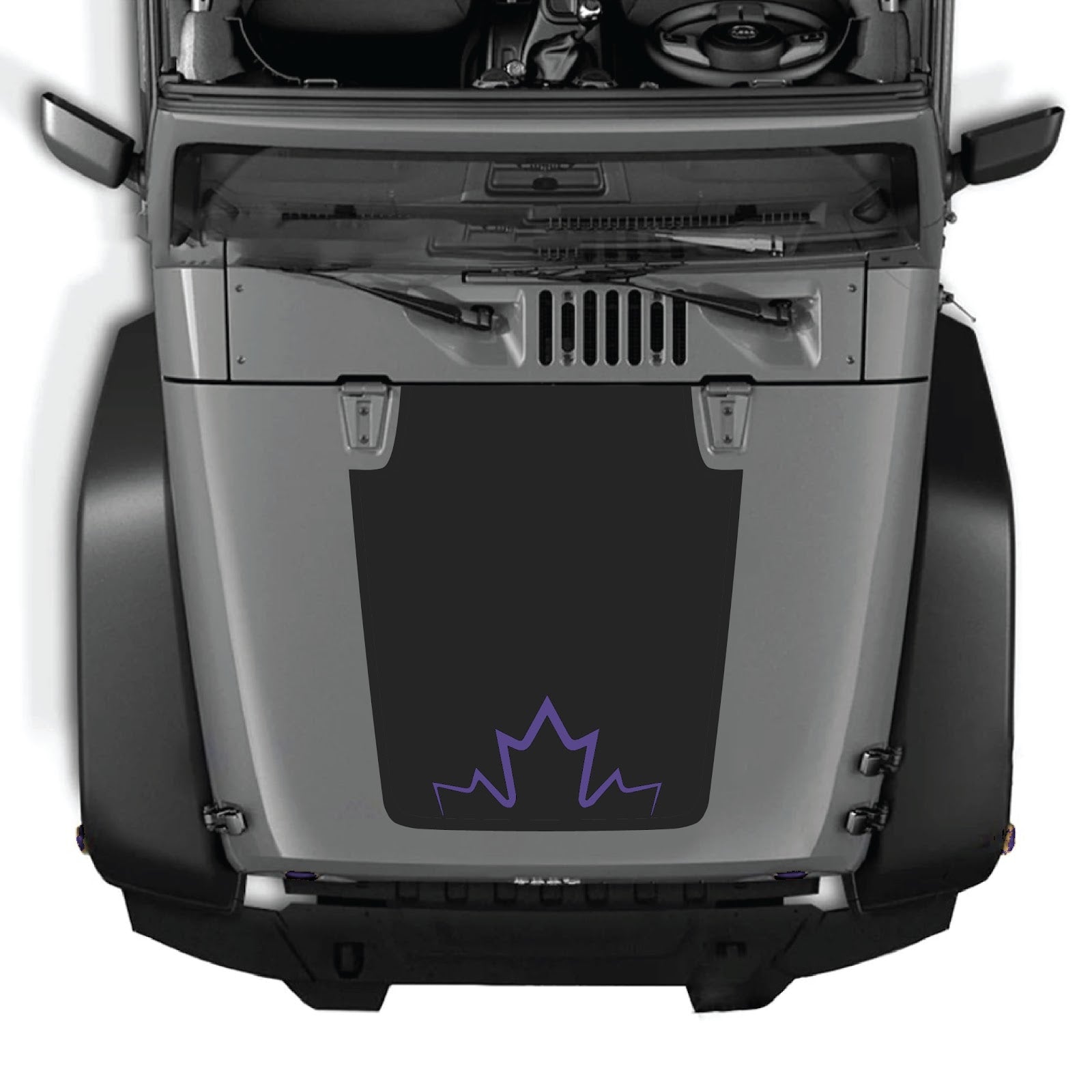 CarCode Jeep Wrangler JK/JKU 2007-2018 hood decal, style #11, black and white graphic design on vehicle hood