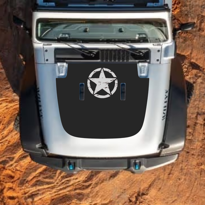 CarCode hood decal for Jeep Wrangler JL and Gladiator JT, stylish standard hood decal with #51 design on vehicle hood.