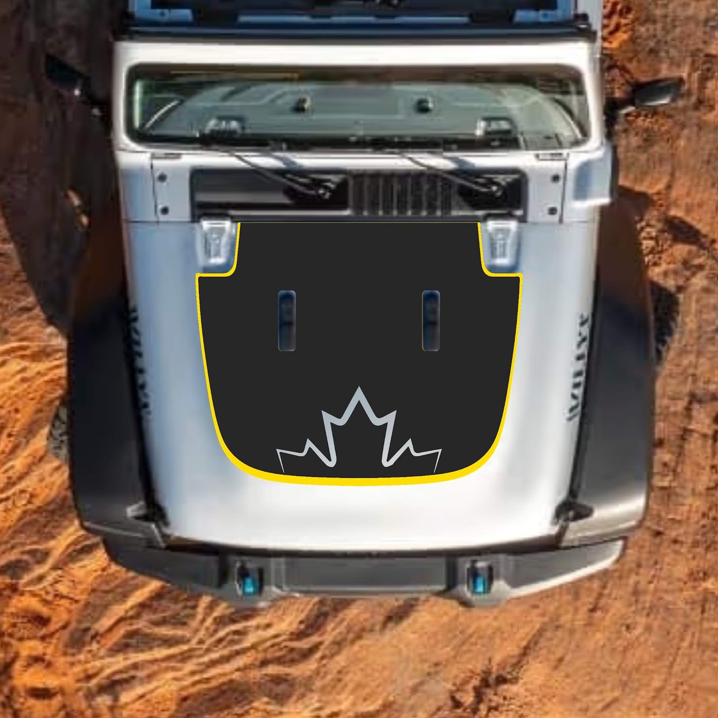 CarCode hood decal for Jeep Wrangler JL, JLU, Gladiator JT, 2018+ standard hood, stylish #82 design on vehicle hood.