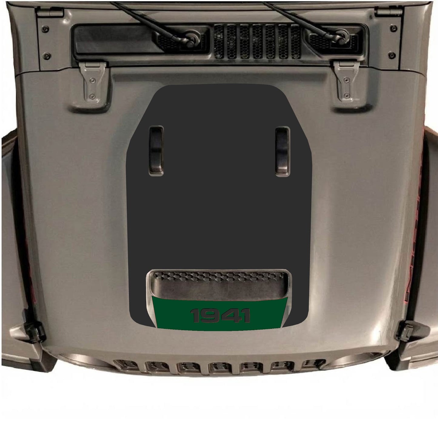 CarCode hood decal for Jeep Wrangler JL/JLU Rubicon 392 and JT Gladiator Mojave 2020-2026, style #64, shown on vehicle hood.