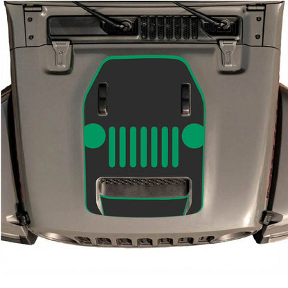 CarCode hood decal for Jeep Wrangler JL/JLU Rubicon 392 and JT Gladiator Mojave 2020-2026, style #03, shown on vehicle hood.