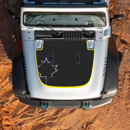 CarCode hood decal for Jeep Wrangler JL and Gladiator JT, stylish design for 2018+ models on standard hood.
