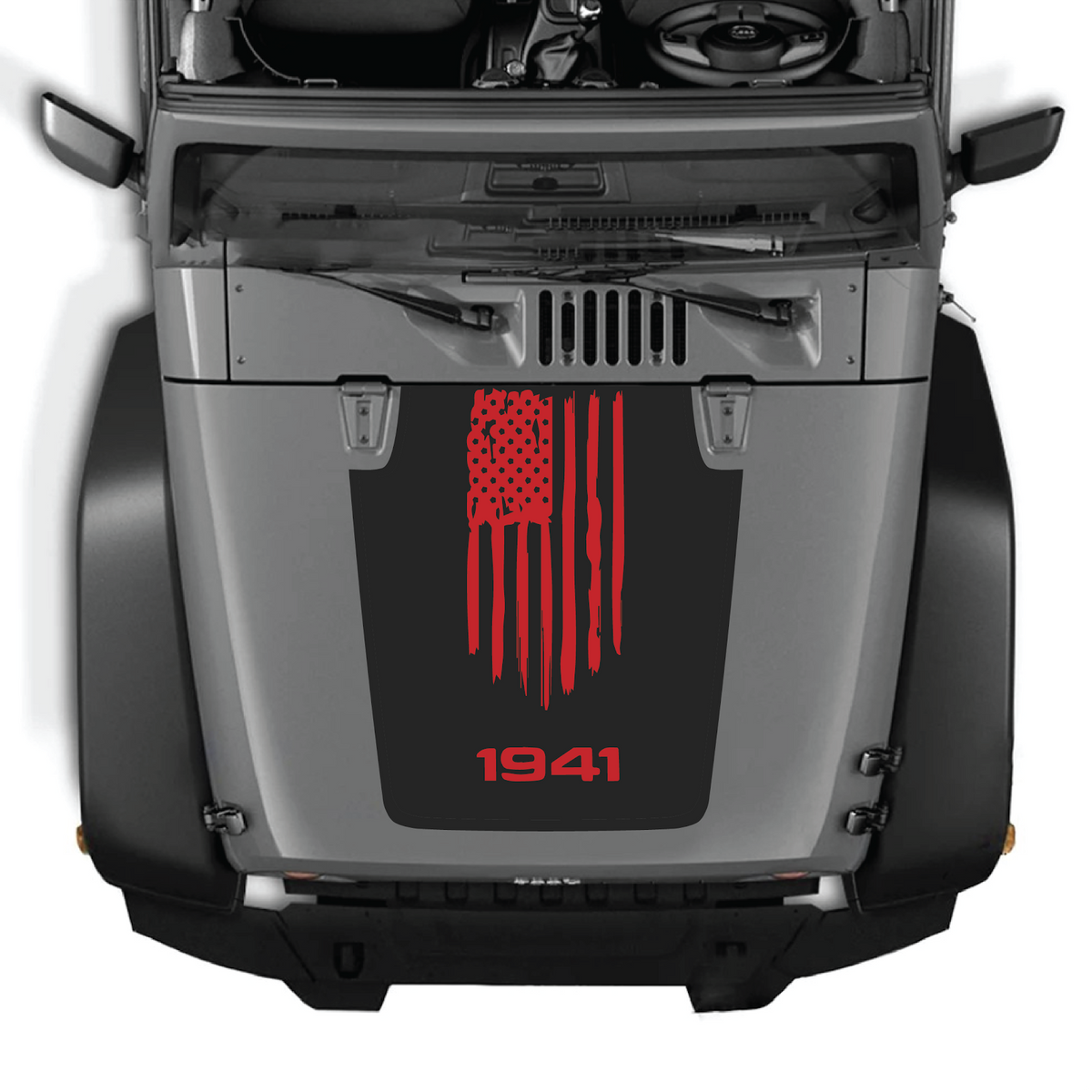 CarCode hood decal for Jeep Wrangler JK/JKU 2007-2018, Style #04, featuring bold graphic design on the vehicle's hood.