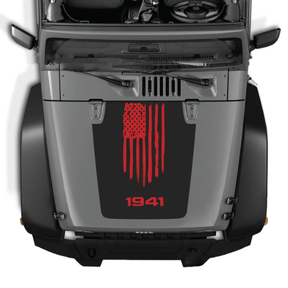 CarCode hood decal for Jeep Wrangler JK/JKU 2007-2018, Style #04, featuring bold graphic design on the vehicle's hood.