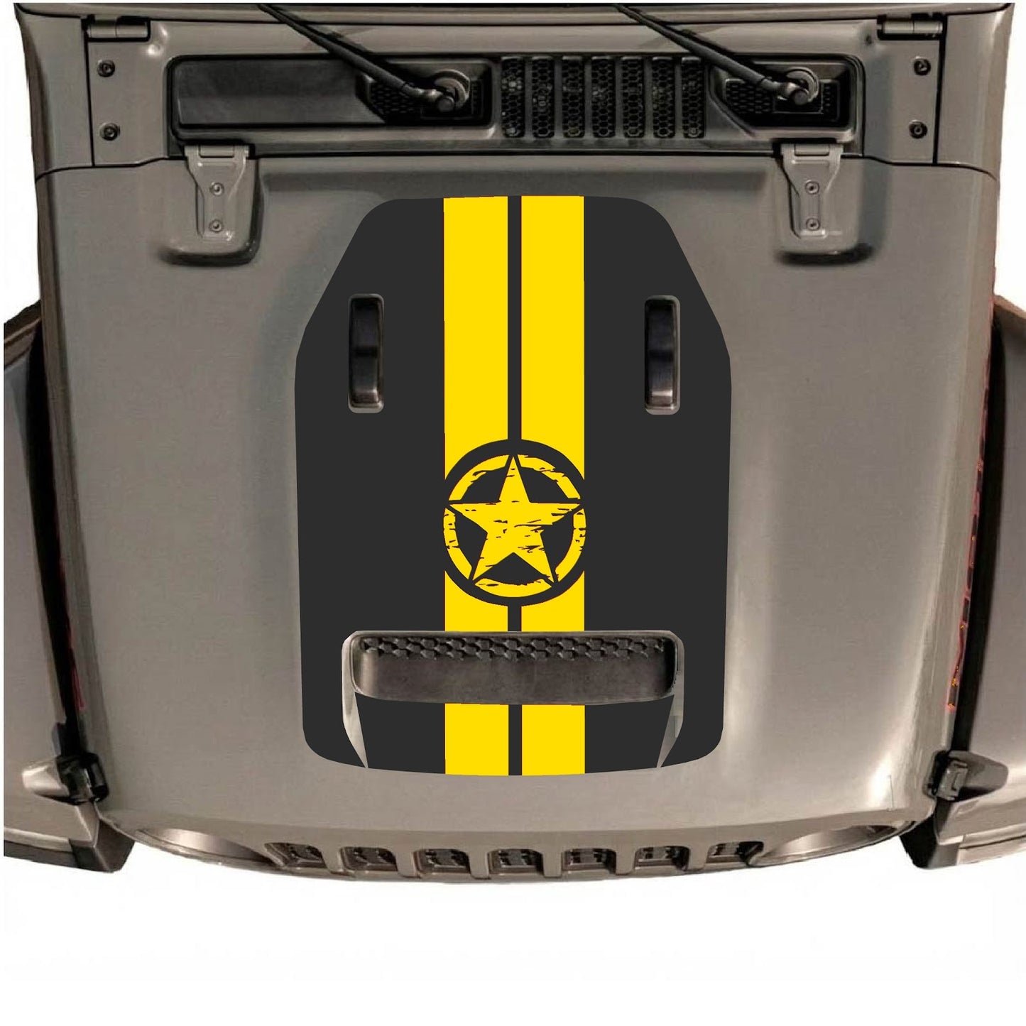 CarCode hood decal for Jeep Wrangler JL/JLU Rubicon 392 and Gladiator Mojave, style #10, featuring a sleek graphic design on the hood.