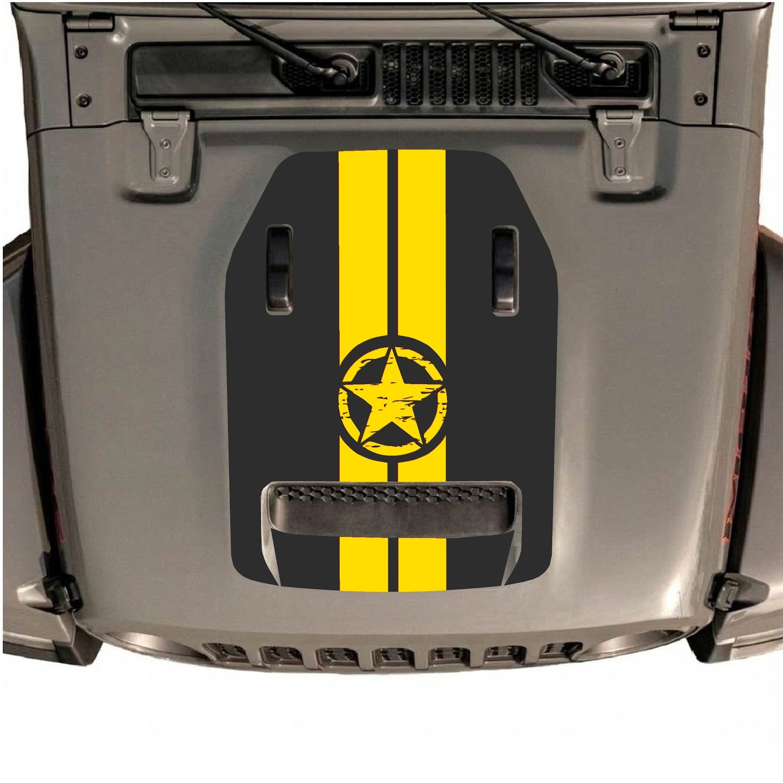 CarCode hood decal for Jeep Wrangler JL/JLU Rubicon 392 and Gladiator Mojave, style #10, featuring a sleek graphic design on the hood.