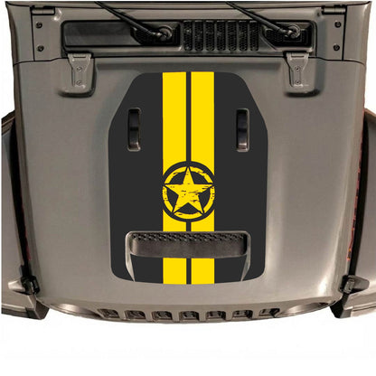 CarCode hood decal for Jeep Wrangler JL/JLU Rubicon 392 and Gladiator Mojave, style #10, featuring a sleek graphic design on the hood.