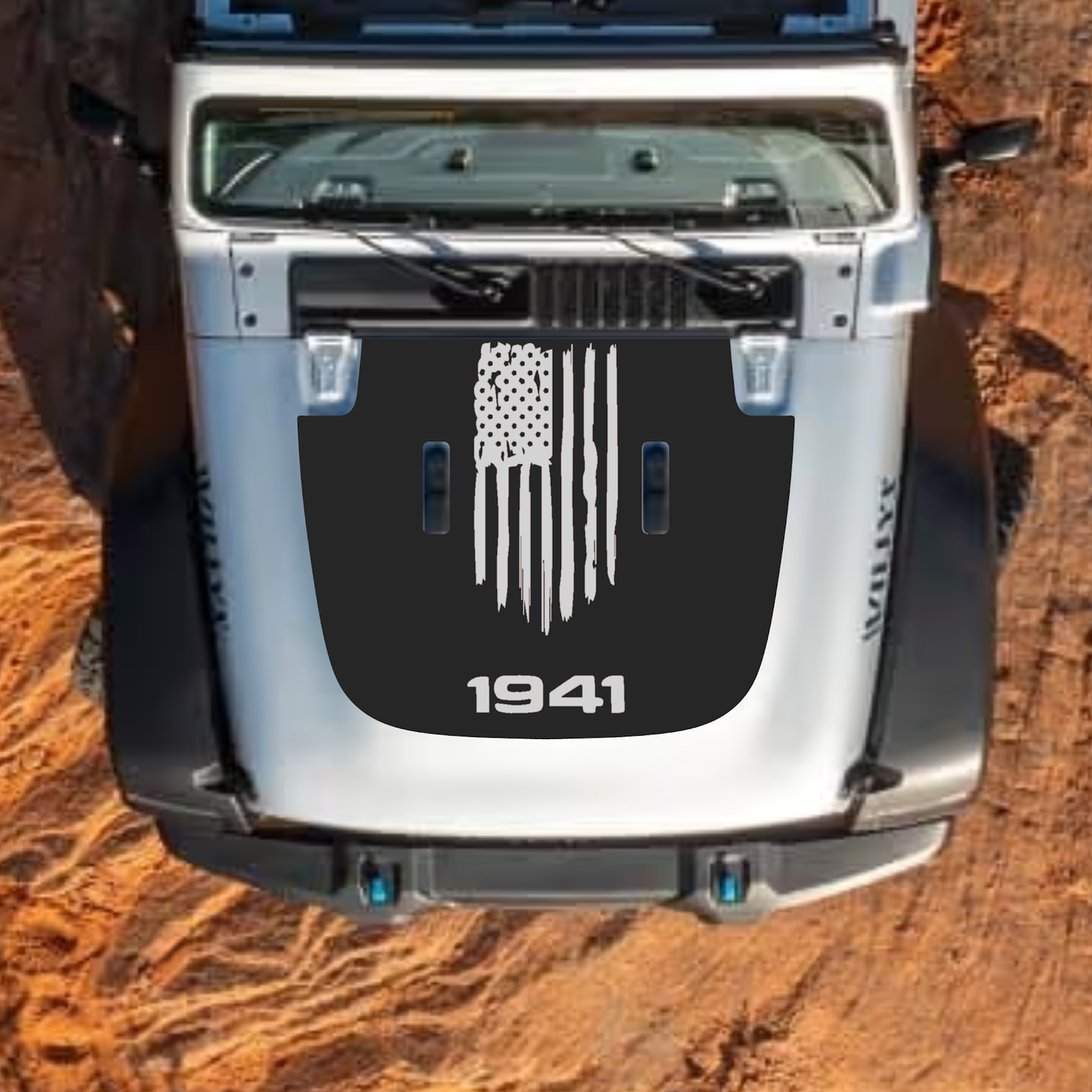 CarCode hood decal for Jeep Wrangler JL/JLU and Gladiator JT, stylish #08 design on standard hood for 2018+ models.