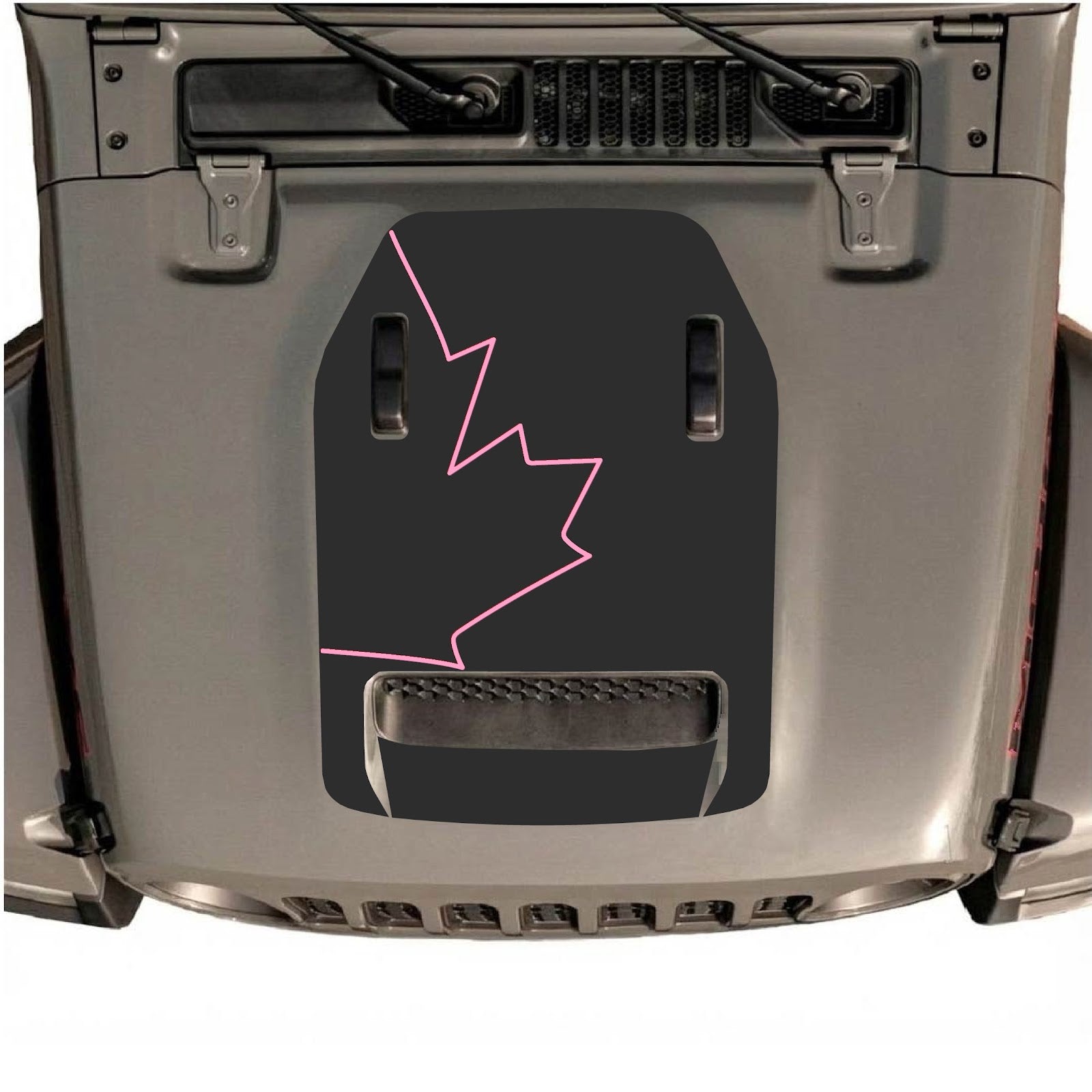 CarCode hood decal for Jeep Wrangler JL/JLU Rubicon 392 and JT Gladiator Mojave 2020-2026, style #28, shown on vehicle hood.